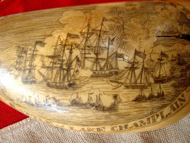 A beautiful late 19th or early 20th century patriotic themed scrimshawed whale's tooth — image 2